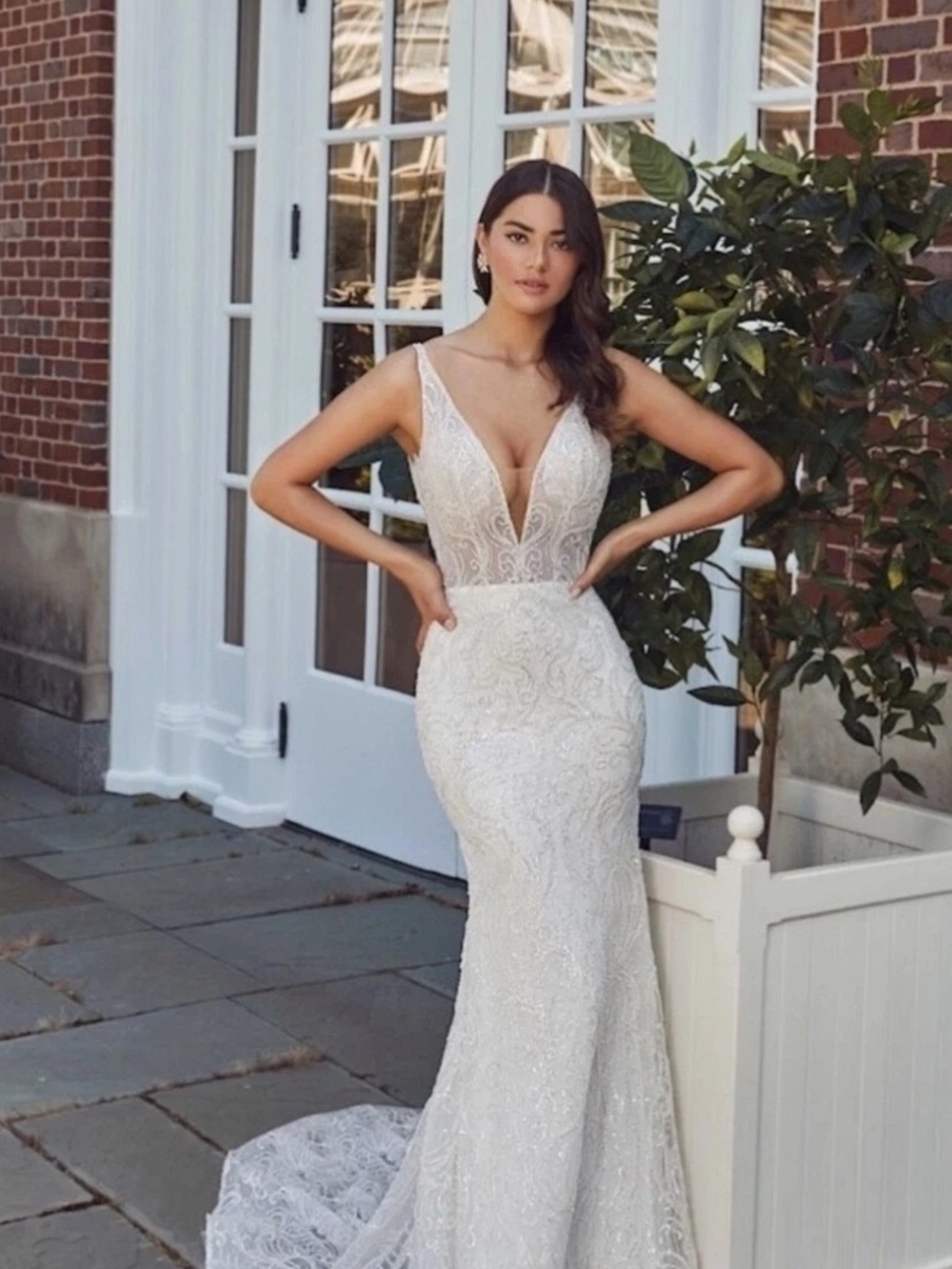 Calla Blance Portia Braded Ivory Lace Wedding Gown Size 12 Nwt
